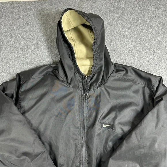 Vintage Y2K Nike Men's M Black Tan Reversible Therma-Fit Jacket Nylon Fleece - Picture 9 of 16